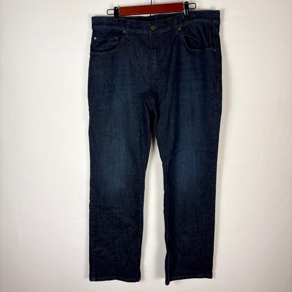 Mott & Bow Men’s Straight Dark Wash Blue Jeans - Picture 1 of 7